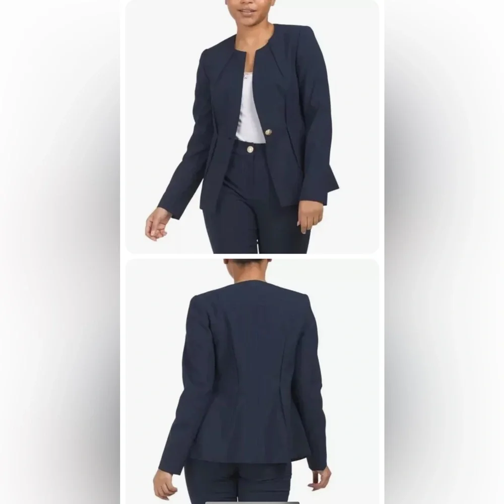 NWT Elie Tahari, navy single gold button blazer - Picture 12 of 12